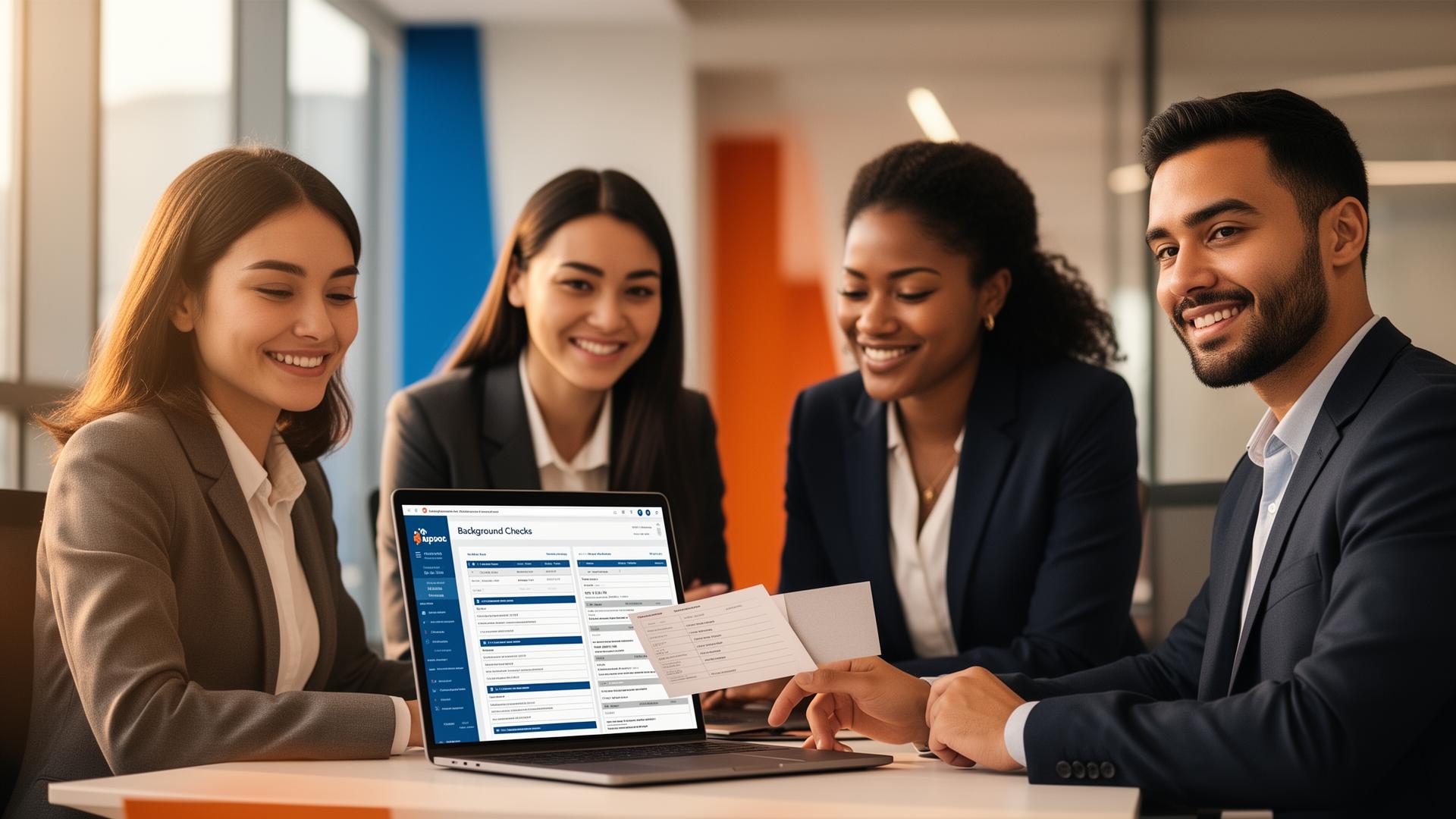 SafestHires team reviewing a background check report on a laptop