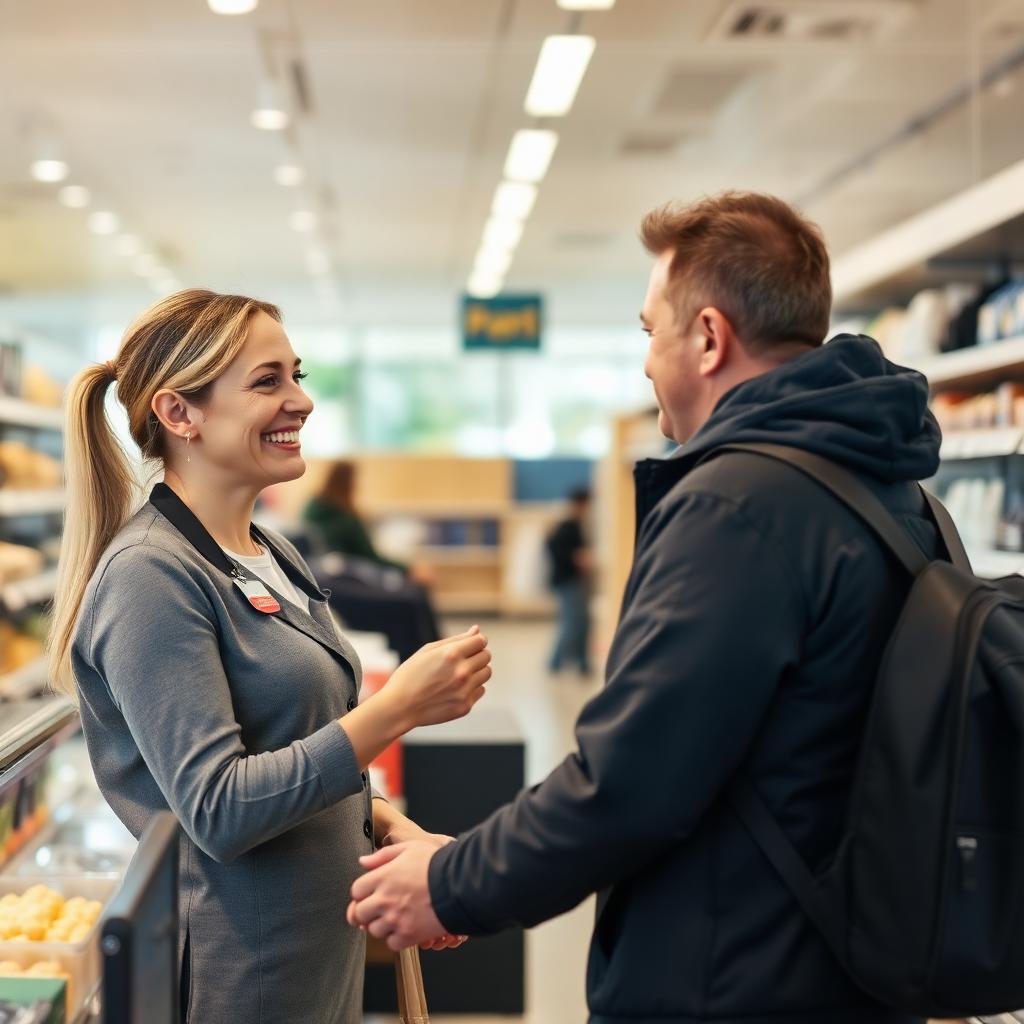 Retail associate helping a customer in a modern store