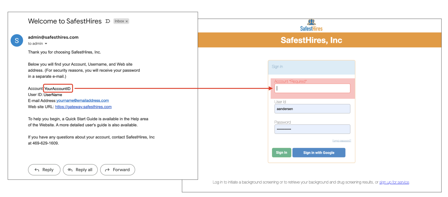 Login Screen Instructions SafestHires
